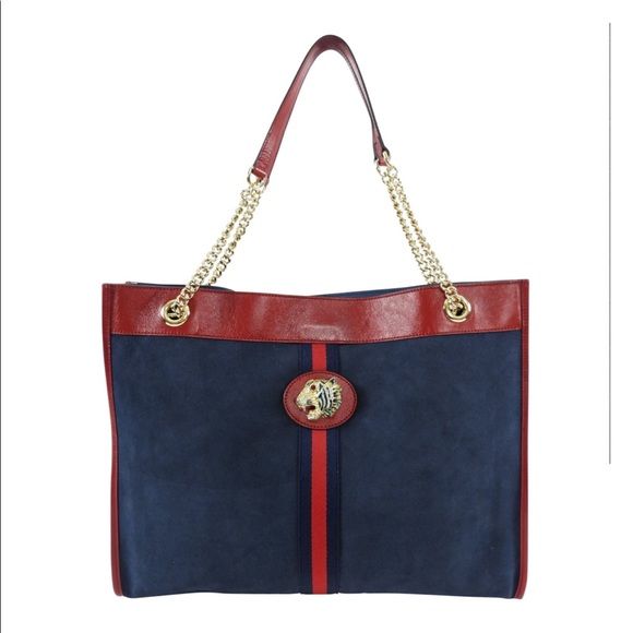 Gucci Rajah Large Blue Suede Tote RARE!!! - Picture 4 of 8